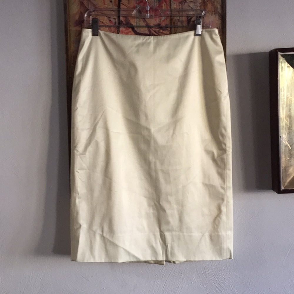 ISSAC MIZRAHI BRAND STRETCH PASTEL YELLOW PENCIL BODYCON MIDI SKIRT 4
